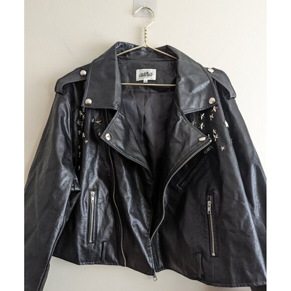 Moto faux leather jacket with star studs - Picture 2 of 9